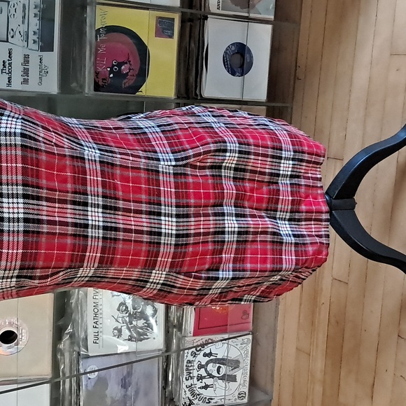 Vintage Y2K 90's School Girl Red Plaid Grunge Mini Jumper Dress sz XS S - Picture 7 of 8
